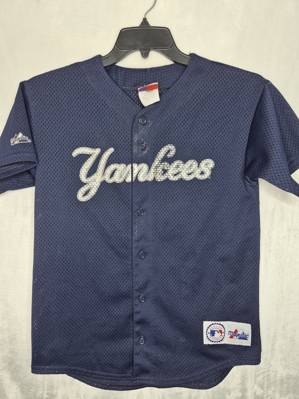 Vintage 90s Majestic Yankees Bernie Williams 51 Mesh Jersey Youth L Made USA